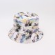 Double-sided sun hats from overseas, coconut tree prints for beach vacations. Summer outdoor travel sun hat with floral pattern, suitable for sun protection.