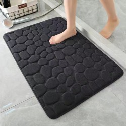 Cross-border coral fleece embossed stone bathroom mat, pebble absorbent, non-slip doormat, stock and dropshipping