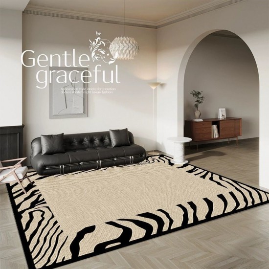 French carpets, living room coffee table and bedroom bedside black and white sofa rugs, premium luxury, stain-resistant, fragrant floor mats, in stock
