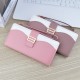 New women's wallet - long style, double-fold, multiple card slots, card case with zipper, snap closure, soft leather case, hand-held, fashionable, Korean style, mixed color