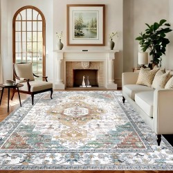 Cross-border retro abstract carpet, wear-resistant and stain-resistant carpet for the living room, bedroom balcony bedside blanket.