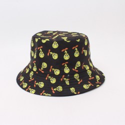 Overseas cartoon-printed yellow duck bucket hats, reversible bucket hats for couples with sun protection, bowler hats