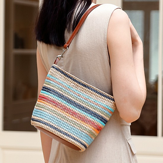 Women's Bag, a Trendy, Niche Bucket Bag, a Crossbody Handbag, a High-End Niche Woven Shoulder Bag
