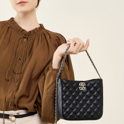 New commuter chain bag, small square bucket bag, genuine leather Chanel-style shoulder bag, luxurious crossbody bag