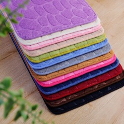In stock: Coral fleece stone print solid color doormats, absorbent bathroom floor mats, soft entryway doormats, and memory foam