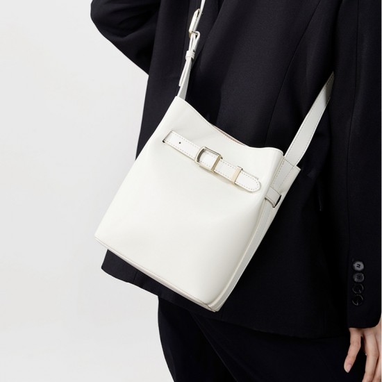 Vintage leather women's shoulder bag, luxury bucket bag, vintage top-grain cowhide crossbody bag