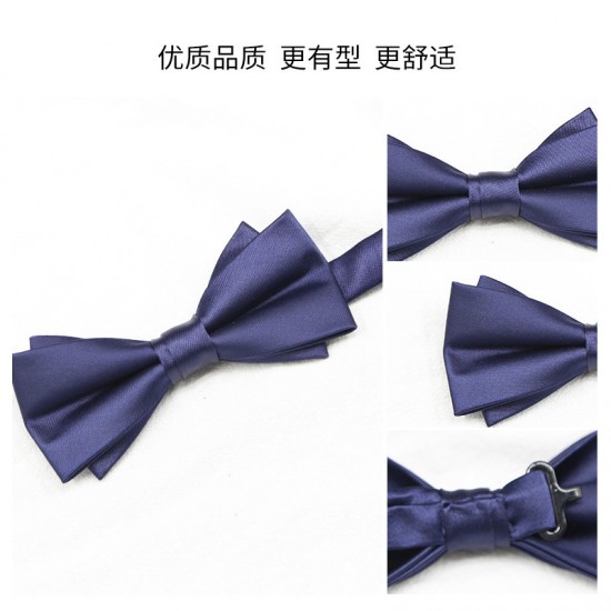 Black men's bow tie, groom, best man, emcee, formal suit, Korean-style burgundy, trendy blue bow tie