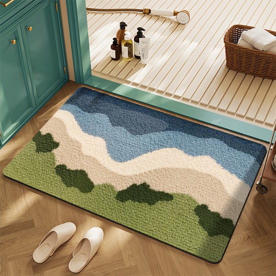 American floral crystal velvet floor mats for home entryways, stain-resistant, wear-resistant, and easy-care bathroom mats.