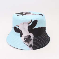 Spring and summer fresh style bucket hat, outdoor travel sun protection and sun protection hat, strawberry fruit pattern, double-sided bucket hat for women.