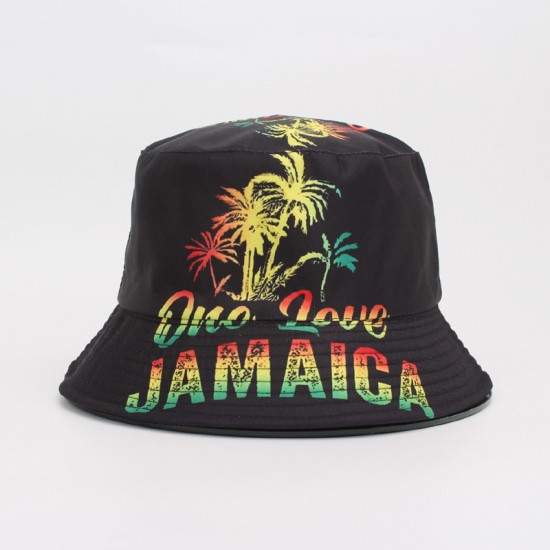 Overseas heart-printed graffiti bucket hat, sweet and clear, versatile and casual sun visor for women