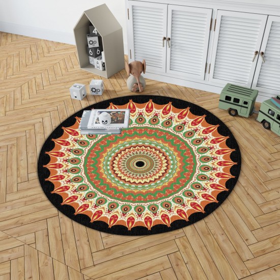 TEMU cross-border round Persian crystal velvet carpet for home decoration, hanging basket chair mat, easy-care bedside rug for the bedroom