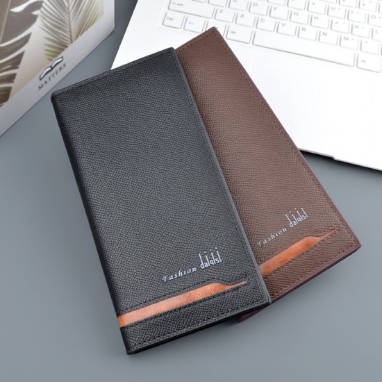 New men's wallet - long style wallet, vertical style thin soft leather wallet with multi-card slot, multi-card bag for suit bag
