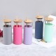 Creative new high-borosilicate single-walled glass mugs, stylish men's and women's bamboo lids, straw mugs with silicone sleeves, wholesale