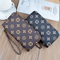 New women's wallet - long style hand-held bag, fashionable and checkered large capacity double-layer money clip, no change money bag.