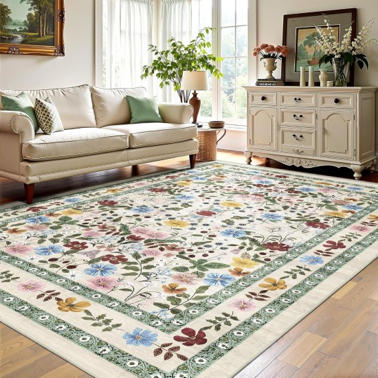 Factory Direct Bohemian American Floral Rug, Living Room Decorative Rug, Non-Slip, Wear-Resistant Coffee Table Mat