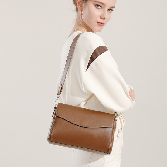 Women's bags, 2025 new spring and summer versatile, high-end, large-capacity genuine leather women's crossbody bag, single-shoulder pillow bag