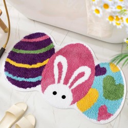 Cross-border Easter faux cashmere floor mat, cute bunny entrance doormat, Amazon TEMU entryway doormat in stock.