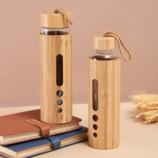 Customized factory-direct bamboo shells, heat-resistant high-borosilicate glass mugs, simple and modern handle lids, wholesale