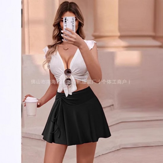 Summer cross-border European and American new style Amazon elastic waist fringe spliced printed casual loose shorts for women