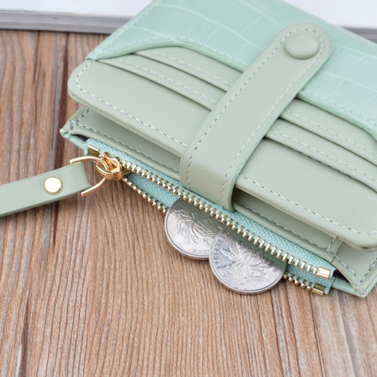 New style women's purse - short length, money clip, female student, fashionable lettering print mini small leather bag with hanging loop, detachable zipper zero wallet