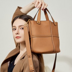 24 Early Autumn niche, versatile, new top-grain cowhide commuter large-capacity bucket bag, elegant shoulder bag, crossbody bag
