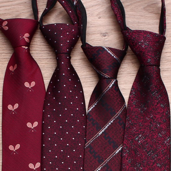 Lei'er lazy zipper tie, men's casual wedding tie, burgundy, easy-pull tie, factory in stock and wholesale. Lei'er lazy zipper tie, men's casual wedding tie, burgundy, easy-pull tie, factory in stock and wholesale.