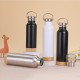 304 stainless steel double-layer vacuum insulated mug, bamboo bottom, cork bottom, American-style wide-mouth sports water bottle, outdoor hiking