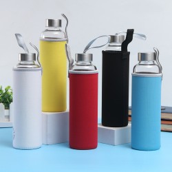 Custom high-silicon boron single-layer glass, insulated, neoprene cloth-covered, transparent water cup, portable gift for export