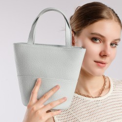 2025 niche new genuine leather basket shoulder and crossbody bag, Korean niche design, fashionable and versatile bucket bag