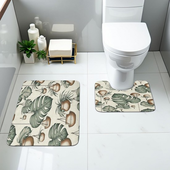 Cross-border modern minimalist diatom mud floor mat, absorbent and stain-resistant bathroom, U-shaped two-piece toilet mat set available for delivery.