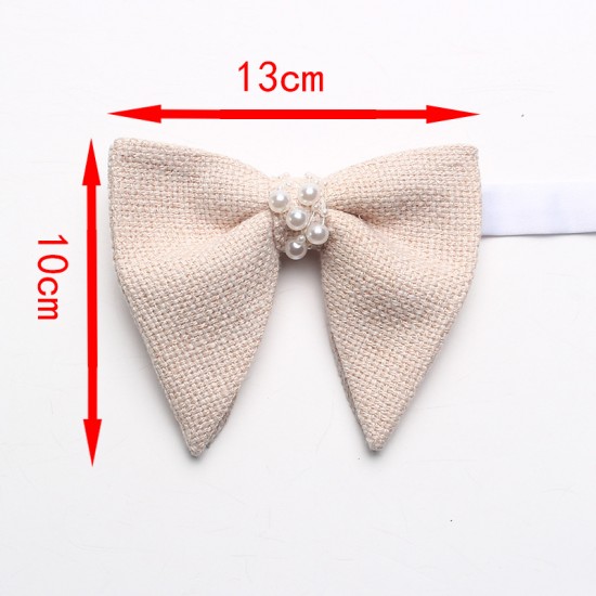2025 New Korean-Style Polyester Diamond-Encrusted Women's Bow Ties, Banquet Hosting Performance Bow Ties, Imitation Linen Bow Tie Accessories