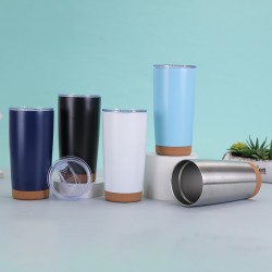 New cork-bottom 20oz car tumbler, 304 stainless steel vacuum thermos, high-quality portable ice cup
