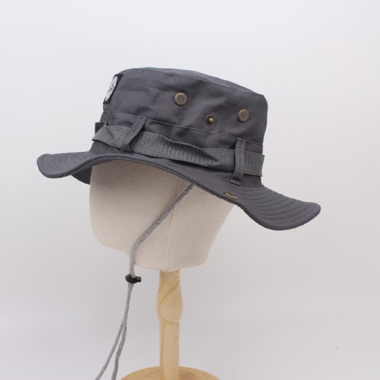 Western cowboy-style hiking bucket hat, outdoor mountaineering and fishing sun hat, trendy wide-brimmed bucket hat.