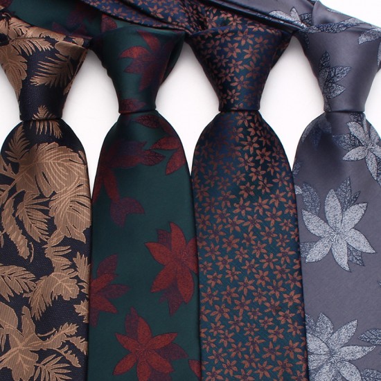 Lei'er polyester floral ties. Classic men's 8cm business casual wedding dinner ties, ready-to-stock wholesale.