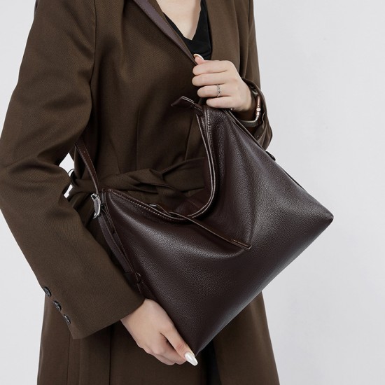 Autumn 2025 new style genuine leather women's bag, high-end niche single-shoulder underarm bag, retro and fashionable crossbody bag