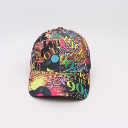 Cross-border retro graffiti reversible bucket hat, outdoor sun visor, mushroom graffiti bucket hat, round hat for women