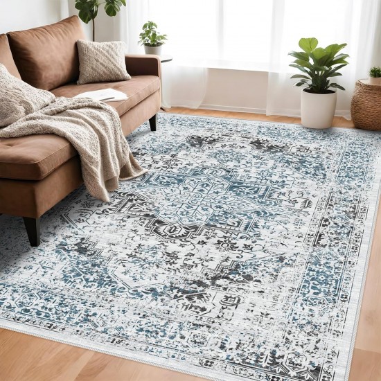 Cross-border TEMU Bohemian style carpet for home living room decoration, dirt-resistant, non-slip, and easy-care Coffee table rugs available for shipping.