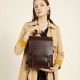2025 new genuine leather women's backpack, British preppy-style schoolbag, retro computer backpack for college students, simple cowhide backpack