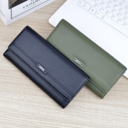 New women's wallet - long style soft leather case, fashionable and Japanese style, double zipper, large capacity double-layer money clip, no change money bag.