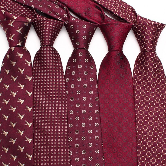 Lei'er burgundy men's tie, vintage groom wedding tie, striped polyester silk business tie, factory in stock