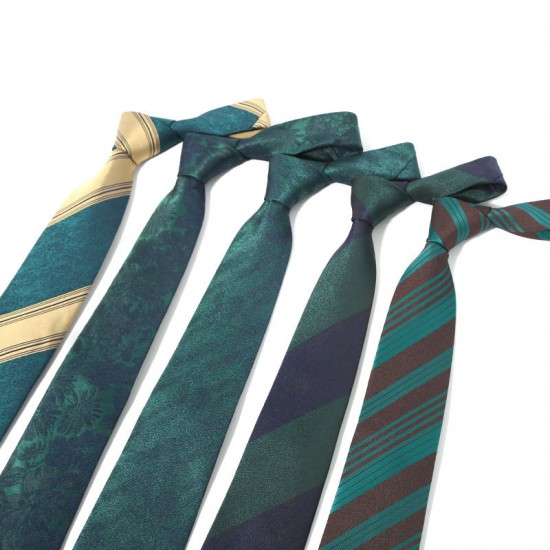 Green series diagonal striped ties, men's business fashion, small floral pattern, 8cm polyester tie, ready-to-stock wholesale.