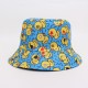 Spring and summer bucket hats from overseas, reversible, sun visor hats for couples, featuring a full-print yellow duck.