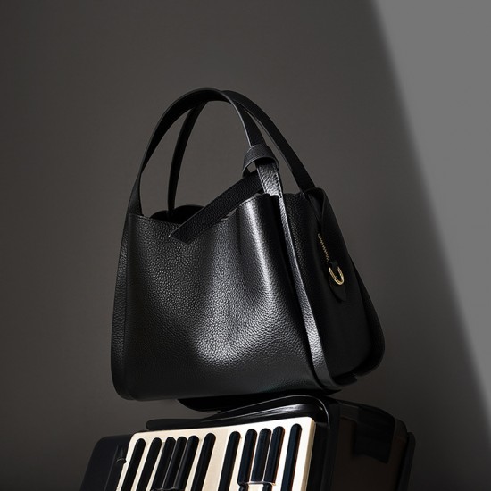 2025 new style genuine leather handbag, stylish crossbody bag for mother, cowhide bucket bag