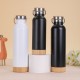304 stainless steel double-layer vacuum insulated mug, bamboo bottom, cork bottom, American-style wide-mouth sports water bottle, outdoor hiking