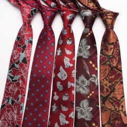 Polyester business suit ties, jacquard red series, 7cm ties, bulk, tie manufacturer, and wholesale.