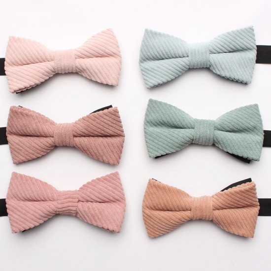 Shengzhou manufacturers offer corduroy polyester-cotton bow ties for men and women in macaron-colored, solid-color, fashionable wedding bow ties.