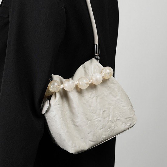 Yanxin Chinese-style beaded bags, niche top-grain cowhide bags, hand-scratched pattern lunch box bags, beaded handbags