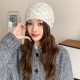 Autumn and winter Korean-style solid color warm hooded hat, outdoor warm earmuffs, pile hat, cold hat for confinement. Autumn/Winter knitted bow hat, thickened wool hat, cute cat ear warm hat, autumn/winter internet celebrity hat; Korean frayed-edged base