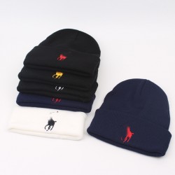 Autumn and winter knitted hats for export, trendy, cold-resistant wool hats, versatile pullover hats for couples, embroidered cold-weather hats.