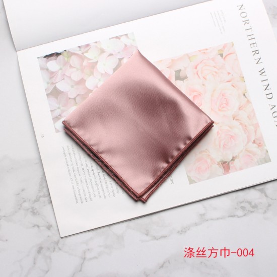 British-style men's suit pocket squares, solid-color, shiny, business banquet formal wear, and square handkerchiefs.